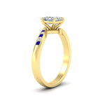 Load image into Gallery viewer, princess-cut-diamond-swirl-channel-set-sapphire-wedding-ring-in-yellow-gold-FDENS4028PRRGSABLANGLE2-NL-YG.jpg?v=1754995970
