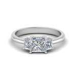 Load image into Gallery viewer, Princess Cut 3 Stone Trapezoid Engagement Ring

