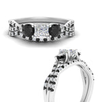 Load image into Gallery viewer, princess-cut-diamond-twisted-floral-prong-black-diamond-wedding-set-white-gold-FD10257PRGBLACK-ANGLE3-NL-WG_6a292605-be90-4e11-8e3d-4135d850b6e9?v=1756360168

