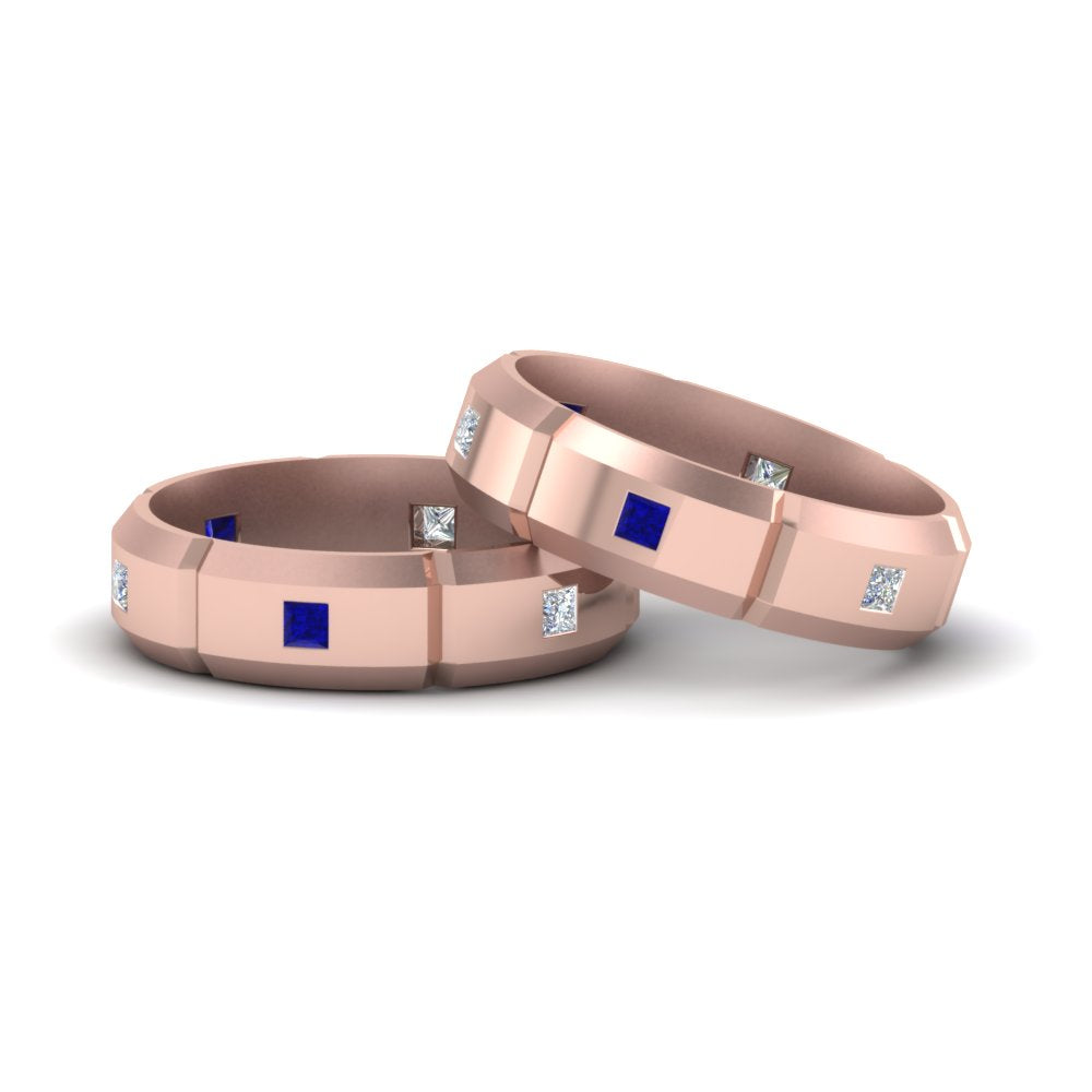 princess-cut-diamond-wedding-bands-for-gay-with-blue-sapphire-in-14K-rose-gold-FDLG8012BGSABL-NL-RG