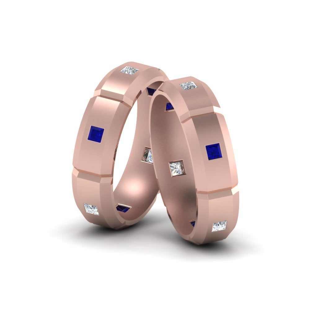 princess-cut-diamond-wedding-bands-for-gay-with-blue-sapphire-in-14K-rose-gold-FDLG8012BGSABL-NL-RG