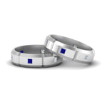 Load image into Gallery viewer, princess-cut-diamond-wedding-bands-for-gay-with-blue-sapphire-in-950-Platinum-FDLG8012BGSABL-NL-WG
