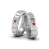 Load image into Gallery viewer, princess-cut-diamond-wedding-bands-for-gay-with-orange-sapphire-in-14K-white-gold-FDLG8012BGSAOR-NL-WG