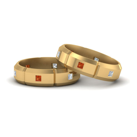 princess-cut-diamond-wedding-bands-for-gay-with-orange-sapphire-in-14K-yellow-gold-FDLG8012BGSAOR-NL-YG