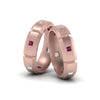Load image into Gallery viewer, princess-cut-diamond-wedding-bands-for-gay-with-pink-sapphire-in-14K-rose-gold-FDLG8012BGSADRPI-NL-RG