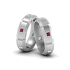 Load image into Gallery viewer, princess-cut-diamond-wedding-bands-for-gay-with-pink-sapphire-in-14K-white-gold-FDLG8012BGSADRPI-NL-WG