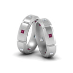 Load image into Gallery viewer, princess-cut-diamond-wedding-bands-for-gay-with-pink-sapphire-in-950-Platinum-FDLG8012BGSADRPI-NL-WG
