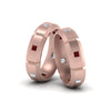 Load image into Gallery viewer, princess-cut-diamond-wedding-bands-for-gay-with-ruby-in-14K-rose-gold-FDLG8012BGRUDR-NL-RG