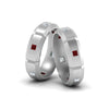 Load image into Gallery viewer, princess-cut-diamond-wedding-bands-for-gay-with-ruby-in-14K-white-gold-FDLG8012BGRUDR-NL-WG