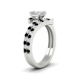 Load image into Gallery viewer, princess-cut-diamond-wedding-ring-set-with-black-diamond-in-FDENS3007PRGBLACK-NL-WG

