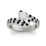 Load image into Gallery viewer, princess-cut-diamond-wedding-ring-set-with-black-diamond-in-FDENS3007PRGBLACK-NL-WG
