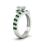 Load image into Gallery viewer, princess-cut-diamond-wedding-ring-set-with-emerald-in-FDENS3007PRGEMGR-NL-WG
