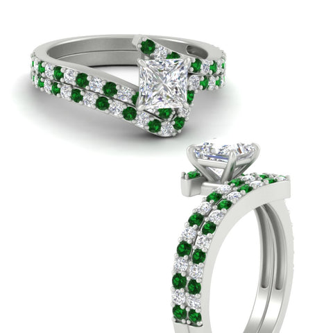 princess-cut-diamond-wedding-ring-set-with-emerald-in-FDENS3007PRGEMGR-NL-WG