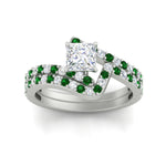 Load image into Gallery viewer, princess-cut-diamond-wedding-ring-set-with-emerald-in-FDENS3007PRGEMGR-NL-WG
