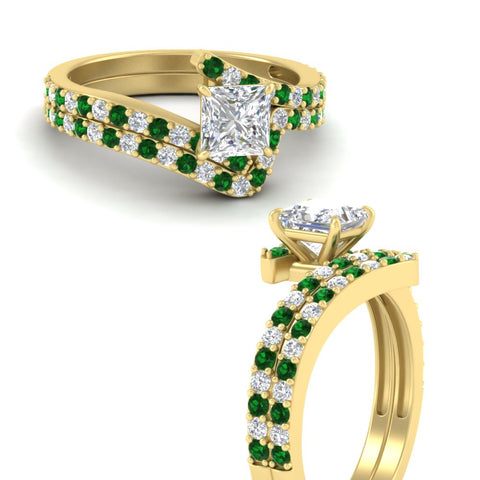 princess-cut-diamond-wedding-ring-set-with-emerald-in-FDENS3007PRGEMGR-NL-YG