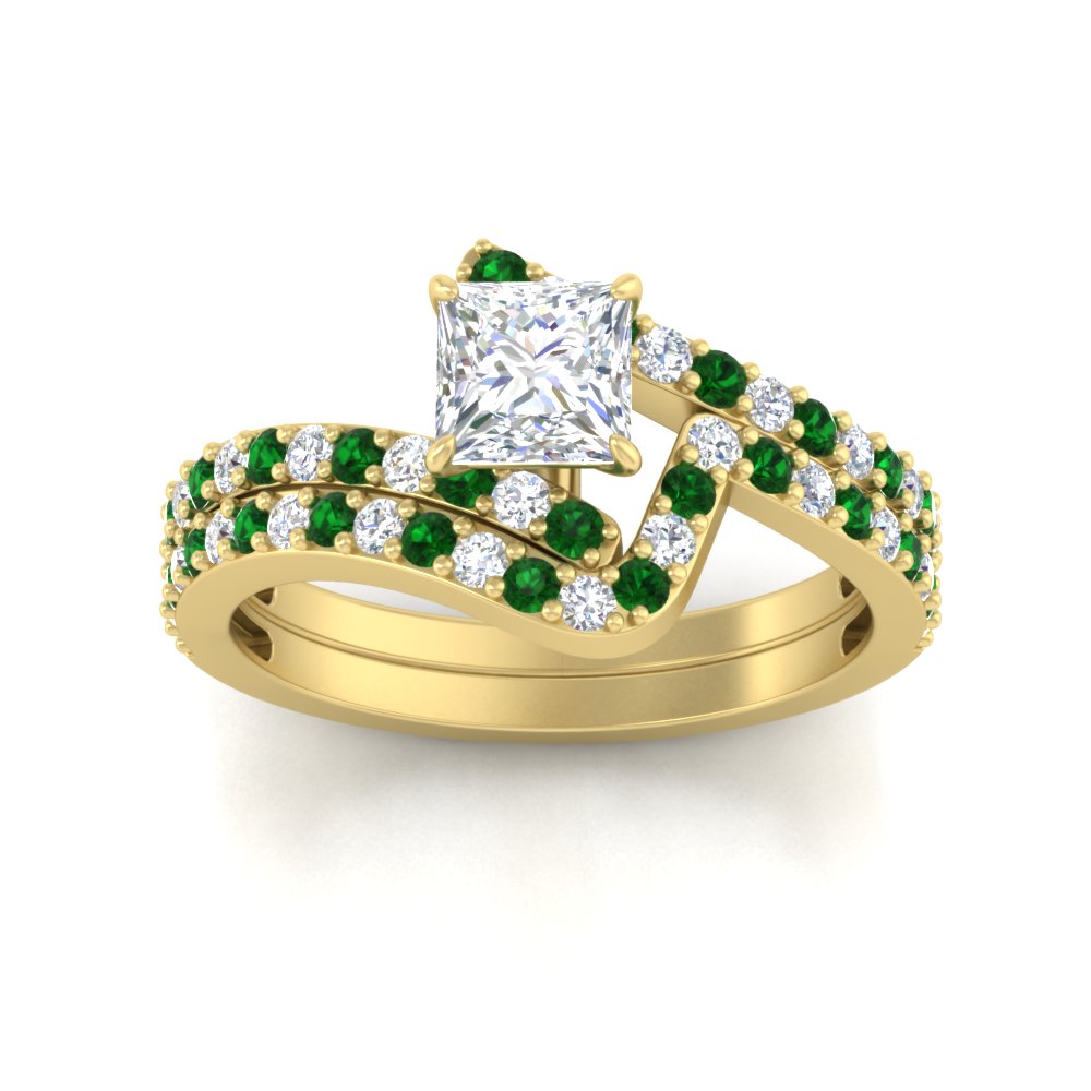 princess-cut-diamond-wedding-ring-set-with-emerald-in-FDENS3007PRGEMGR-NL-YG