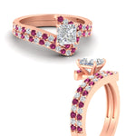 Load image into Gallery viewer, princess-cut-diamond-wedding-ring-set-with-pink-sapphire-in-FDENS3007PRGSADRPI-NL-RG
