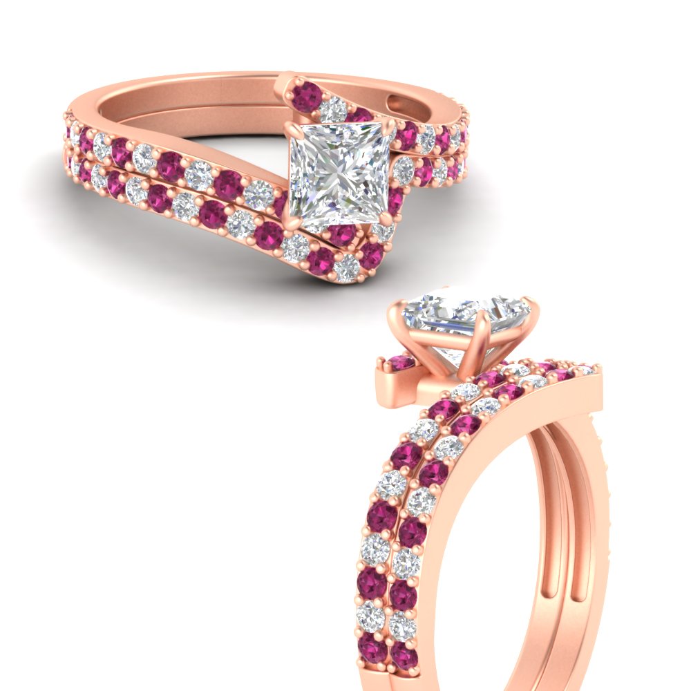 princess-cut-diamond-wedding-ring-set-with-pink-sapphire-in-FDENS3007PRGSADRPI-NL-RG