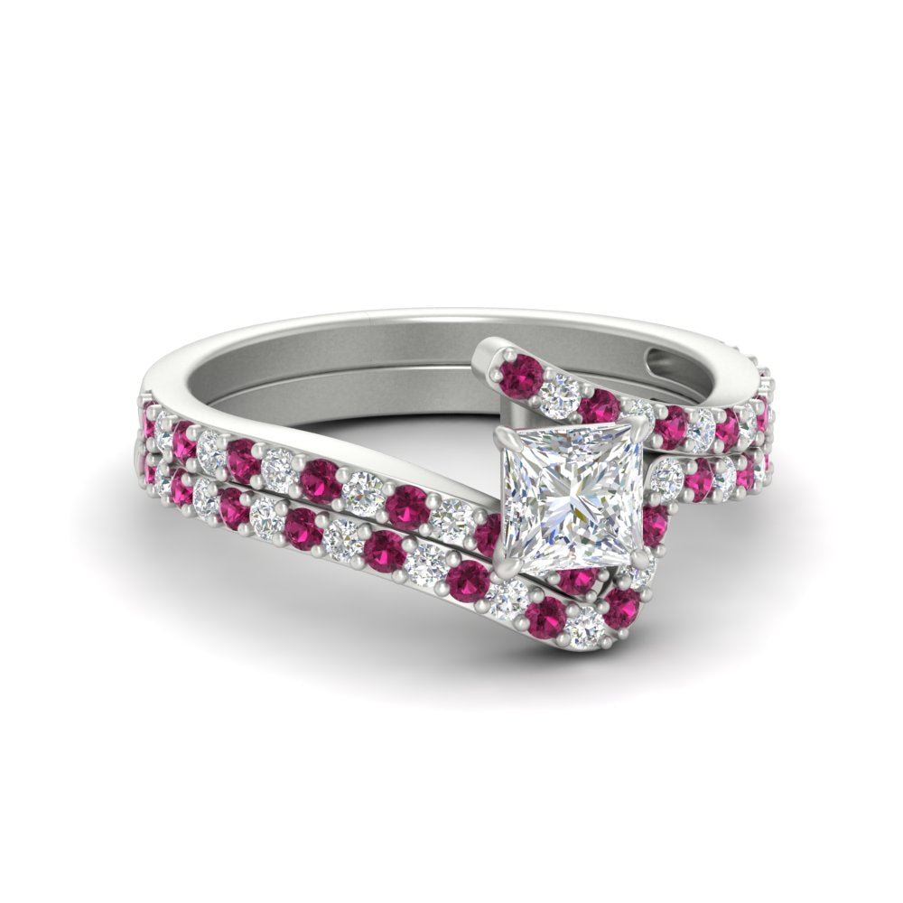princess-cut-diamond-wedding-ring-set-with-pink-sapphire-in-FDENS3007PRGSADRPI-NL-WG