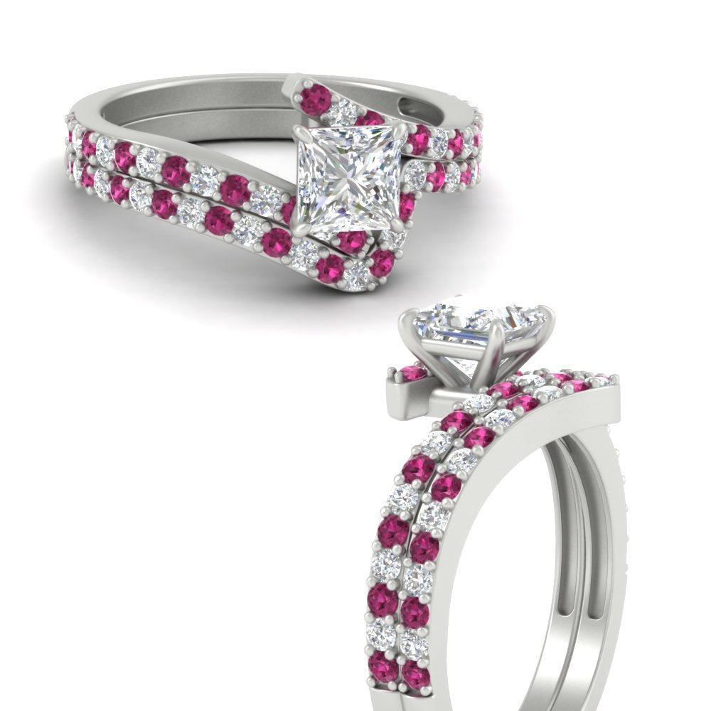 princess-cut-diamond-wedding-ring-set-with-pink-sapphire-in-FDENS3007PRGSADRPI-NL-WG
