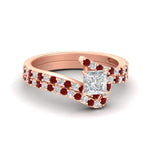 Load image into Gallery viewer, princess-cut-diamond-wedding-ring-set-with-ruby-in-FDENS3007PRGRUDR-NL-RG
