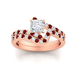 Load image into Gallery viewer, princess-cut-diamond-wedding-ring-set-with-ruby-in-FDENS3007PRGRUDR-NL-RG
