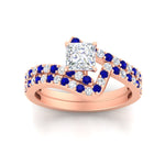 Load image into Gallery viewer, princess-cut-diamond-wedding-ring-set-with-sapphire-in-FDENS3007PRGSABL-NL-RG
