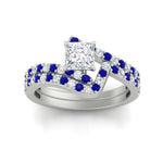 Load image into Gallery viewer, princess-cut-diamond-wedding-ring-set-with-sapphire-in-FDENS3007PRGSABL-NL-WG

