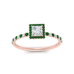 Load image into Gallery viewer, princess-cut-emerald-halo-petite-engagement-ring-in-rose-gold-FD8523PRRGEMGRANGLE3-NL-RG