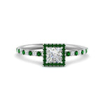 Load image into Gallery viewer, princess-cut-emerald-halo-petite-engagement-ring-in-white-gold-FD8523PRRGEMGRANGLE3-NL-WG
