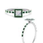 Load image into Gallery viewer, princess-cut-emerald-halo-petite-engagement-ring-in-white-gold-FD8523PRRGEMGRANGLE3-NL-WG