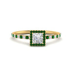 Load image into Gallery viewer, princess-cut-emerald-halo-petite-engagement-ring-in-yellow-gold-FD8523PRRGEMGRANGLE3-NL-YG