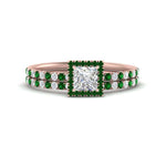 Load image into Gallery viewer, princess-cut-emerald-halo-wedding-ring-set-in-rose-gold-FD8523PRGEMGR-NL-RG
