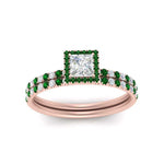 Load image into Gallery viewer, princess-cut-emerald-halo-wedding-ring-set-in-rose-gold-FD8523PRGEMGR-NL-RG
