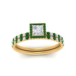 Load image into Gallery viewer, princess-cut-emerald-halo-wedding-ring-set-in-yellow-gold-FD8523PRGEMGR-NL-YG
