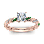 Load image into Gallery viewer, princess-cut-emerald-twisted-vine-engagement-ring-in-rose-gold-FD9127PRRGEMGRANGLE5-NL-RG
