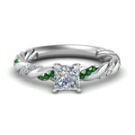 Load image into Gallery viewer, princess-cut-emerald-twisted-vine-engagement-ring-in-white-gold-FD9127PRRGEMGR-NL-WG

