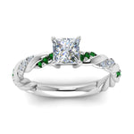 Load image into Gallery viewer, princess-cut-emerald-twisted-vine-engagement-ring-in-white-gold-FD9127PRRGEMGRANGLE5-NL-WG
