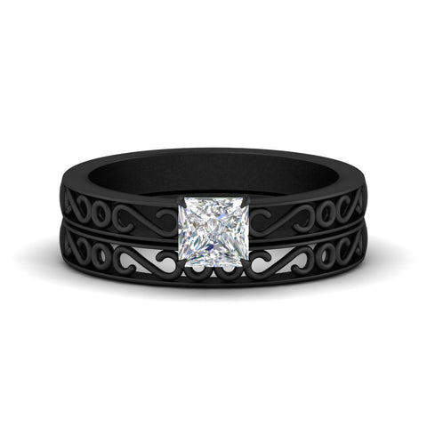 princess-cut-filigree-single-stone-diamond-wedding-ring-set-in-black-gold-FDENS3289PR-NL-BG.jpg?v=1763371080