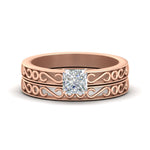 Load image into Gallery viewer, princess-cut-filigree-single-stone-diamond-wedding-ring-set-in-rose-gold-FDENS3289PR-NL-RG.jpg?v=1763371079