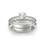 Load image into Gallery viewer, princess-cut-filigree-single-stone-diamond-wedding-ring-set-in-white-gold-FDENS3289PRANGLE5-NL-WG.jpg?v=1763371080