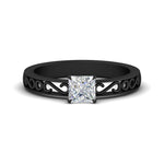 Load image into Gallery viewer, princess-cut-filigree-single-stone-engagement-ring-in-black-gold-FDENS3289PRR-NL-BG.jpg?v=1763370606
