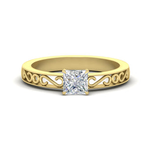 Princess Cut Filigree Single Stone Ring