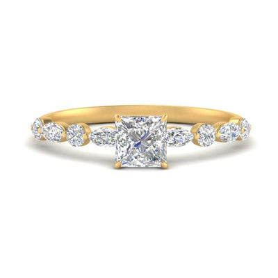 Princess Cut Floating Marquise Accent Diamond Ring