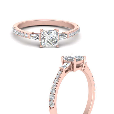 Delicate Antique Pave Princess Engagement Ring