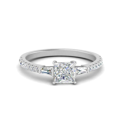 Delicate Antique Pave Princess Cut Diamond Ring