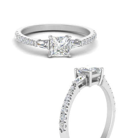 Delicate Antique Pave Princess Engagement Ring