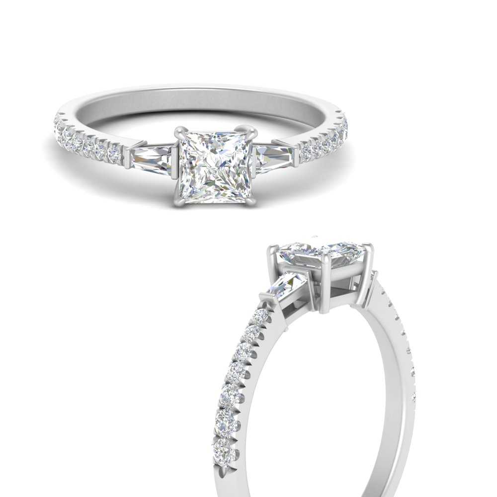 Delicate Antique Pave Princess Cut Diamond Ring