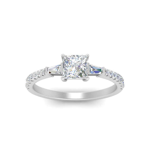 Delicate Antique Pave Princess Engagement Ring