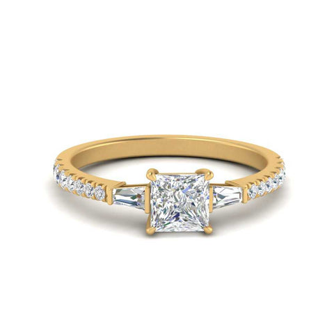Delicate Antique Pave Princess Engagement Ring